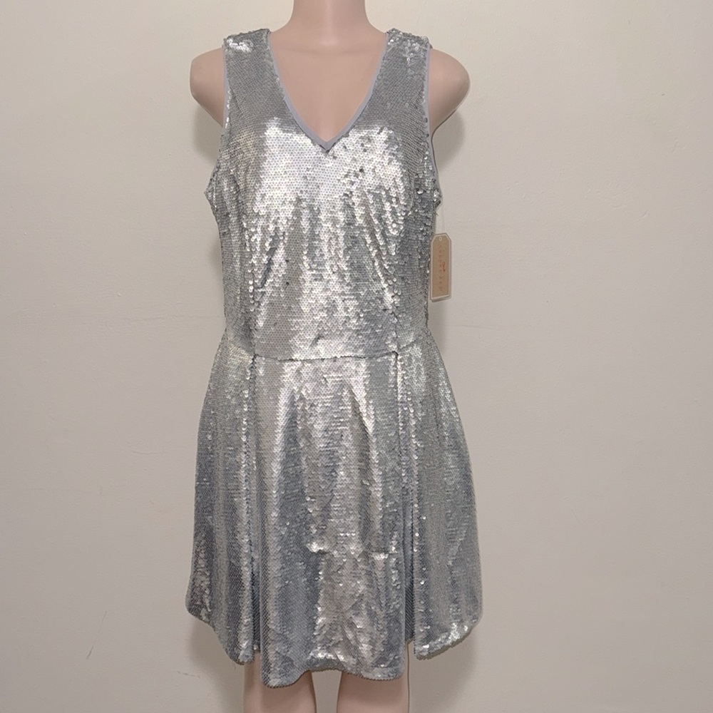 Copper Key NWT all sequin Silver Party Dress kid girl pre-teen size XL